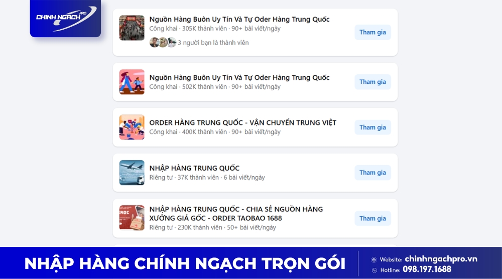 Cách tìm nguồn hàng Trung Quốc trên các group Facebook