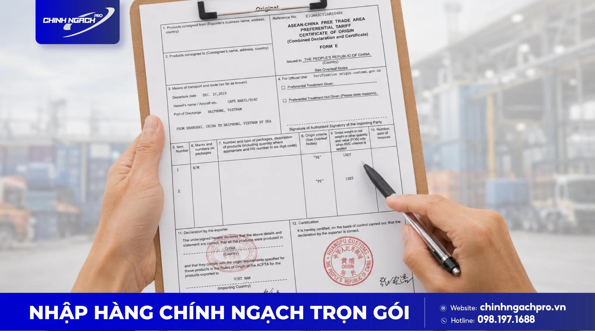 Mẫu giấy chứng nhận xuất xứ hàng hóa Trung Quốc (C/O Form E)