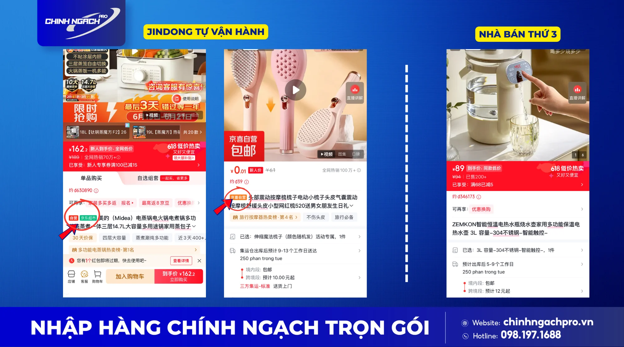 Hai loại gian hàng chính trên Jindong