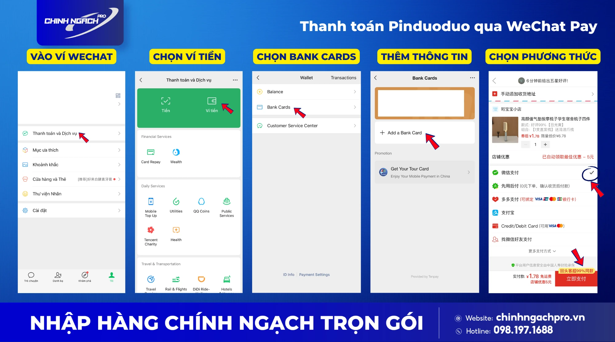 Thanh toán Pinduoduo qua WeChat Pay gồm 5 bước Thanh toán Pinduoduo qua WeChat Pay gồm 5 bước