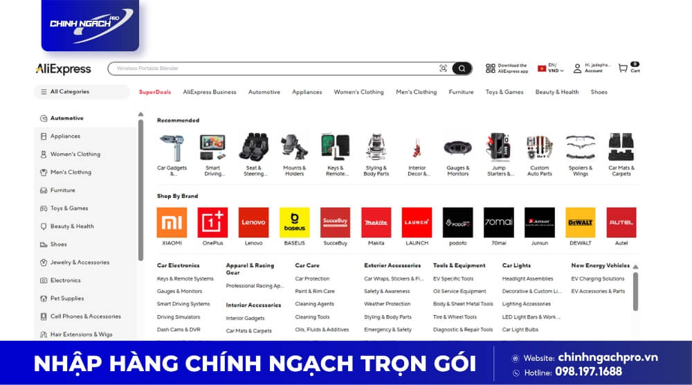 Tìm kiếm sản phẩm cần mua trên Aliexpress