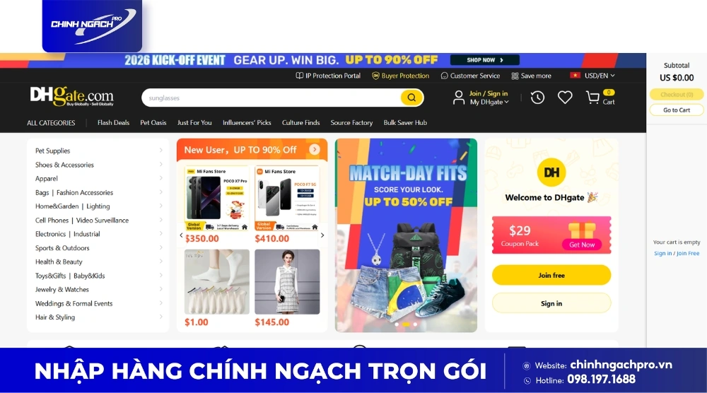 DHgate - Web order hàng Trung Quốc số lượng nhỏ giá tốt