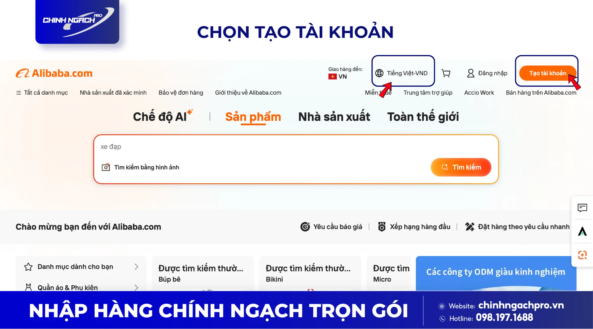 Tạo tài khoản trên website alibaba.com Tạo tài khoản trên website alibaba.com