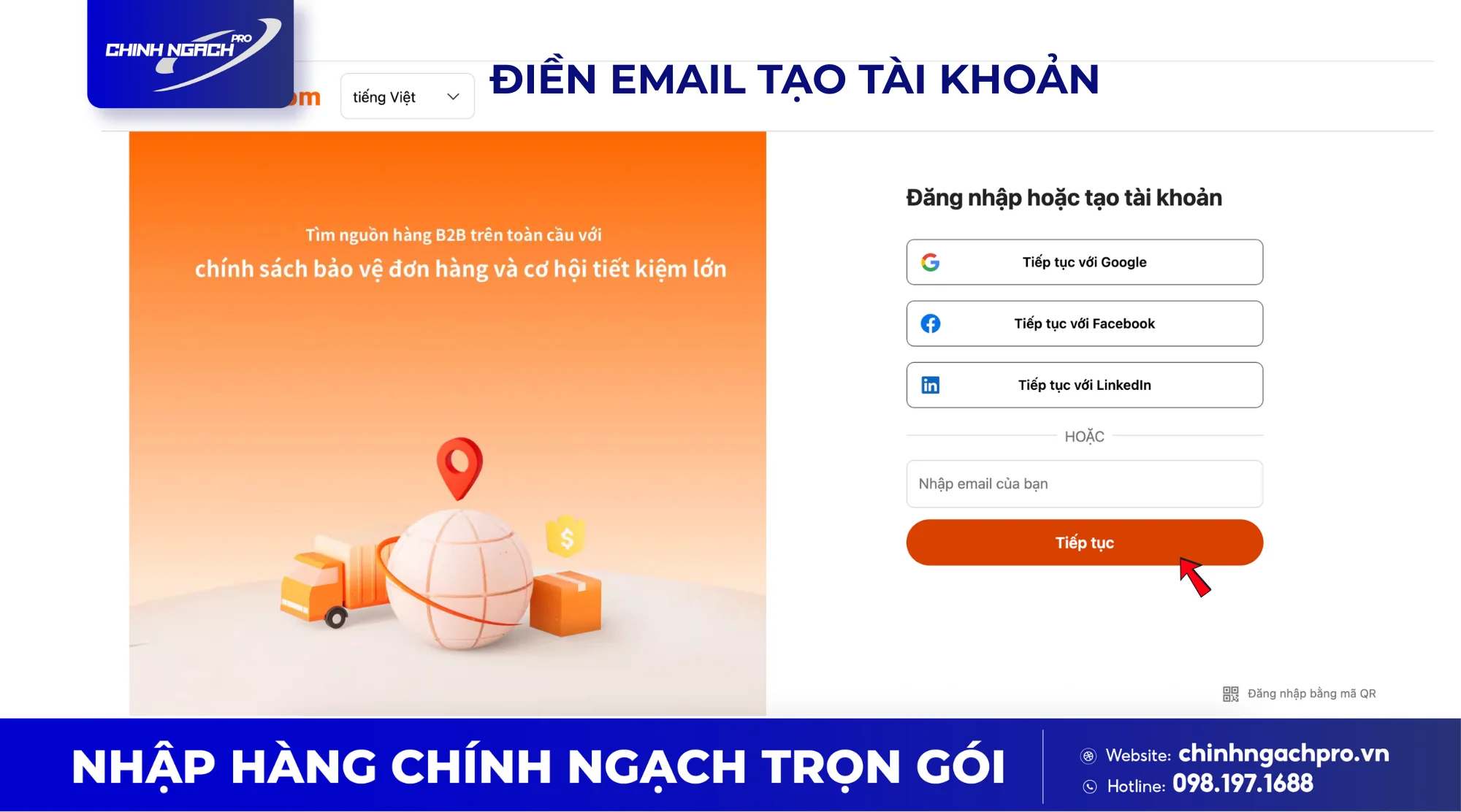Điền email để tạo tài khoản Điền email để tạo tài khoản