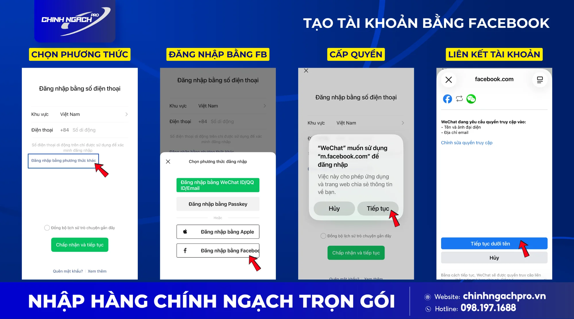 Cách đăng ký wechat bằng facebook