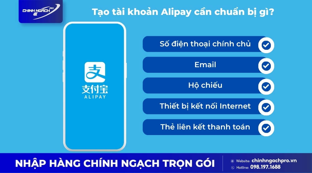 Chuẩn bị trước khi tạo tài khoản Alipay