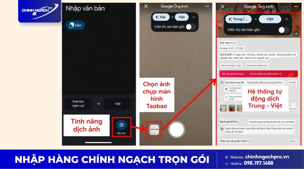 Chuyển ảnh tiếng trung sang tiếng việt trên app taobao