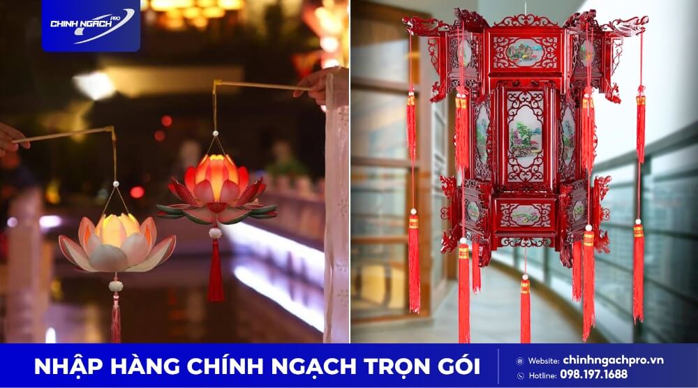 Mẫu đèn lồng hoa sen và lồng đèn Trung Quốc lục giác thông dụng