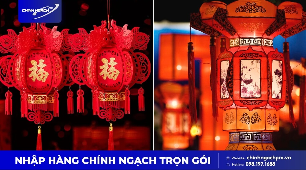 Lồng đèn chữ phúc và đèn truyền thống Trung Hoa