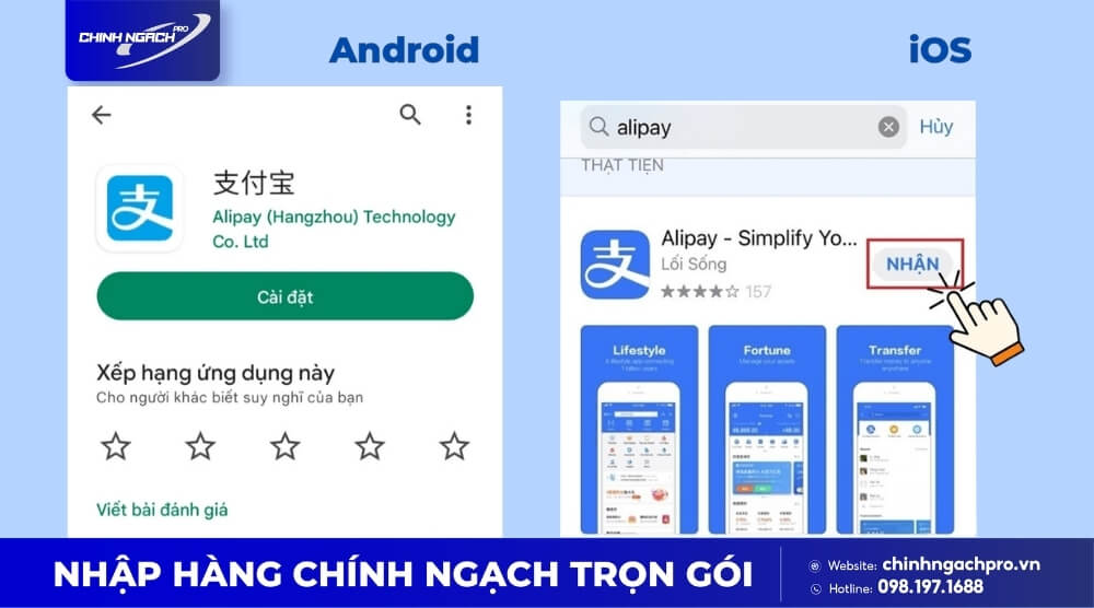 Download app Alipay về điện thoại tạo tài khoản