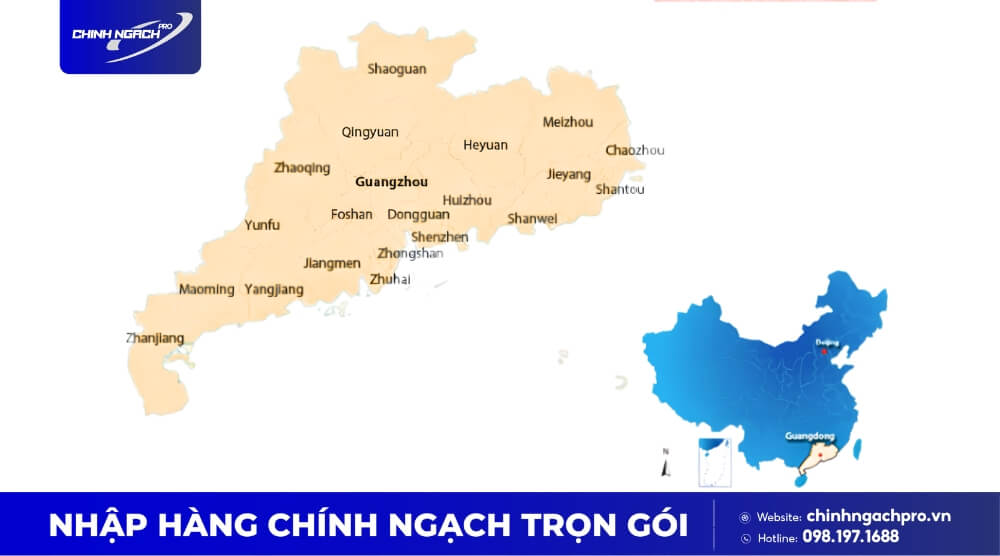 Quảng Đông gồm 21 thành phố trực thuộc tỉnh
