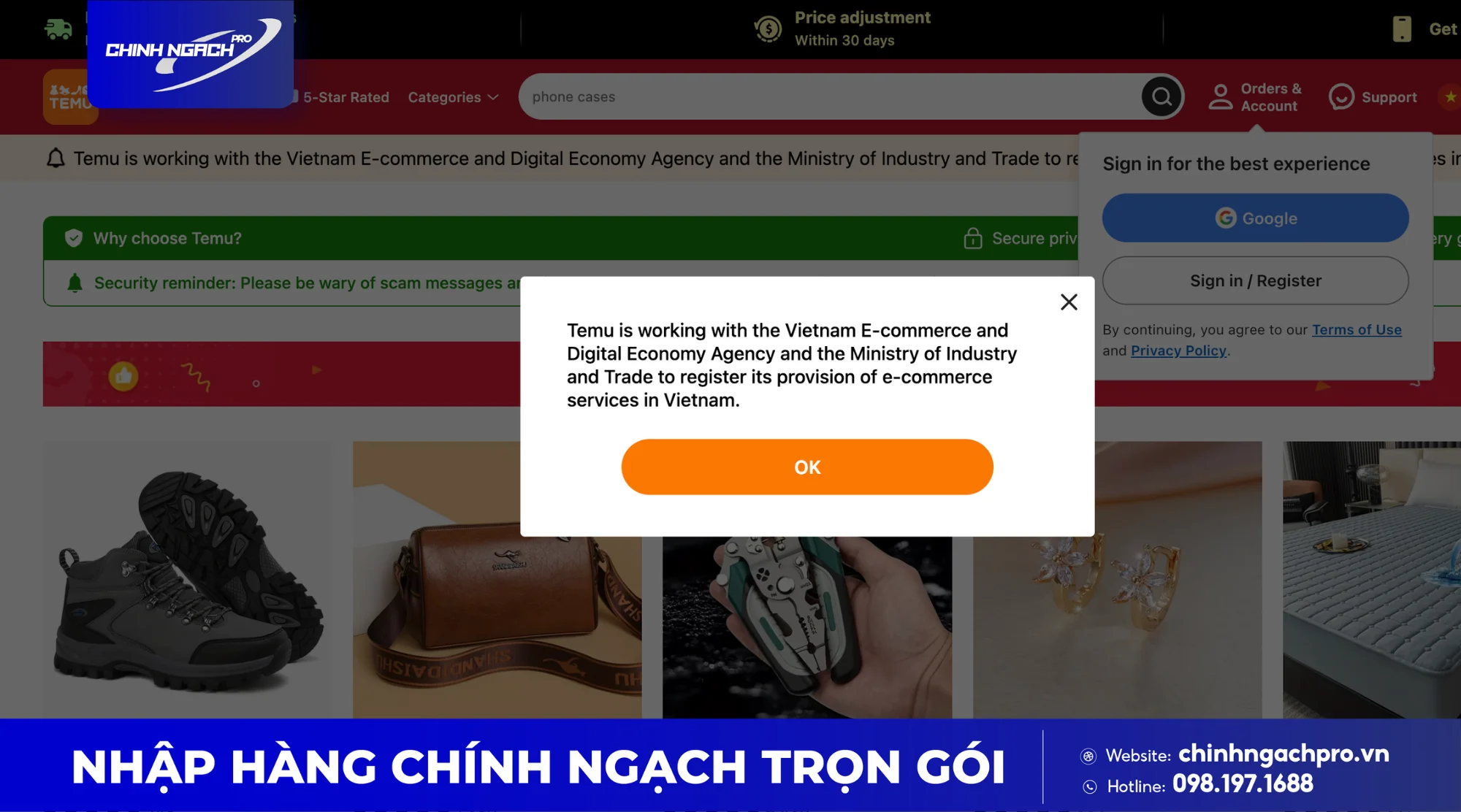 Temu đang làm thủ tục đăng ký với cơ quan quản lý của Việt Nam