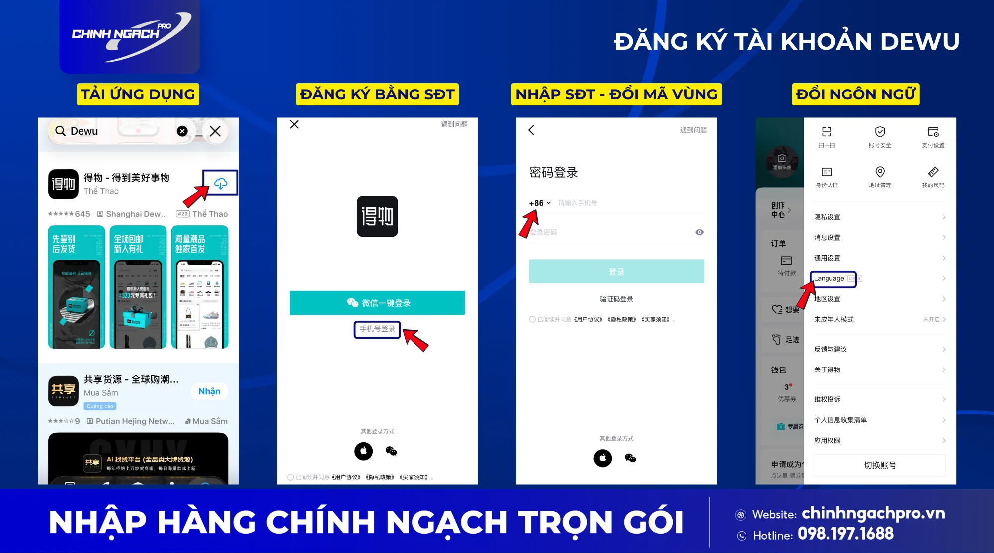 Các bước đăng ký tài khoản trên app Dewu Poizon
