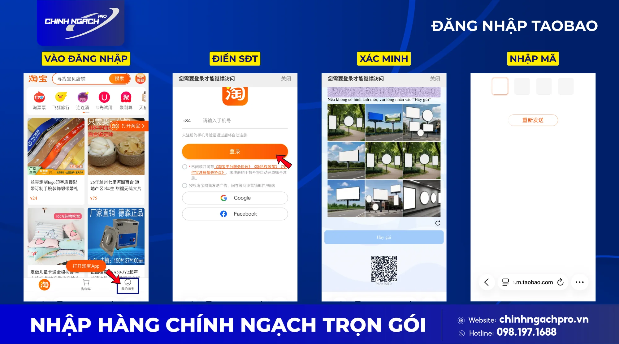 Đăng nhập Taobao qua trình duyệt web trên điện thoại