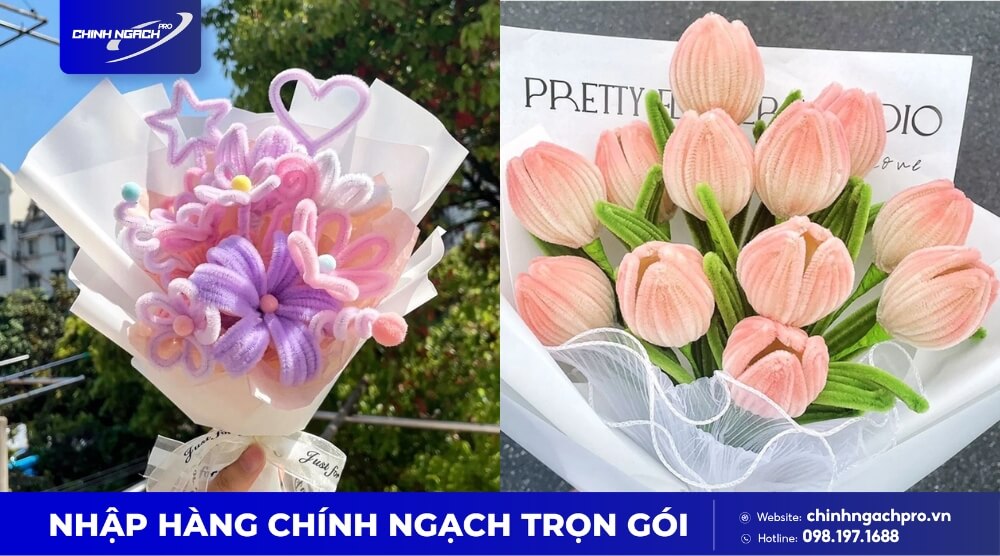 Hoa giả làm từ kẽm nhung được giới trẻ yêu thích