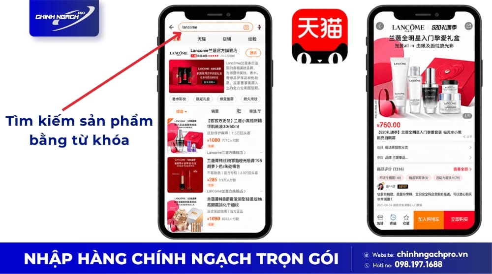 Tìm kiếm sản phẩm Tmall bằng từ khóa