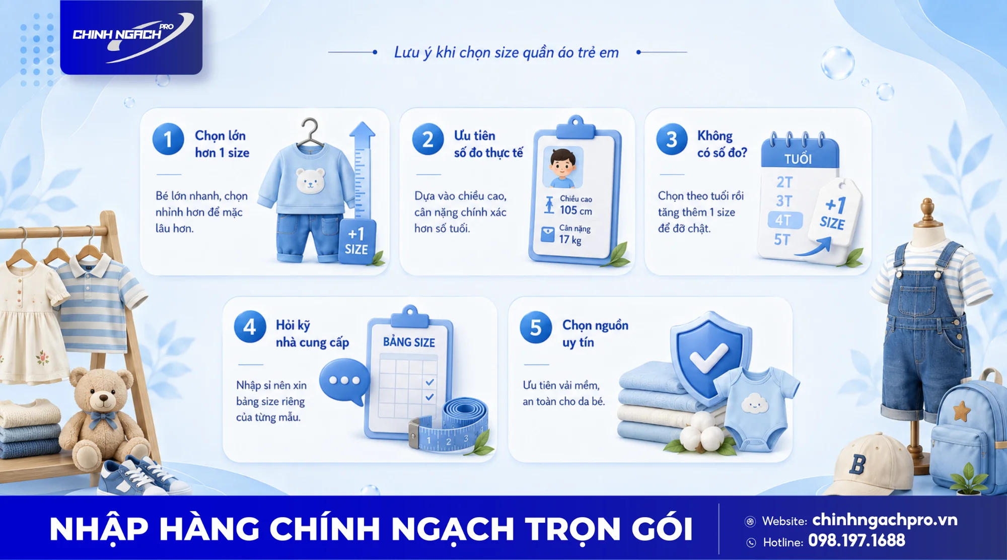 Lưu ý khi chọn size quần áo trẻ em