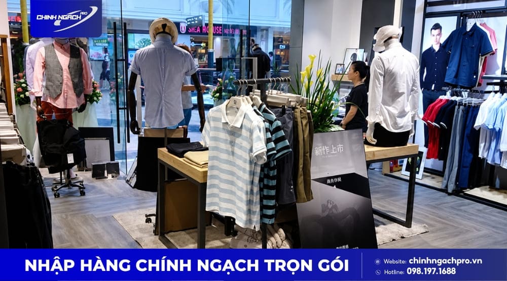 Gian hàng quần áo nam tại chợ Shahe