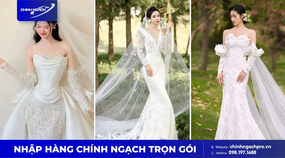 Váy cưới đuôi cá Trung Quốc hiện đại