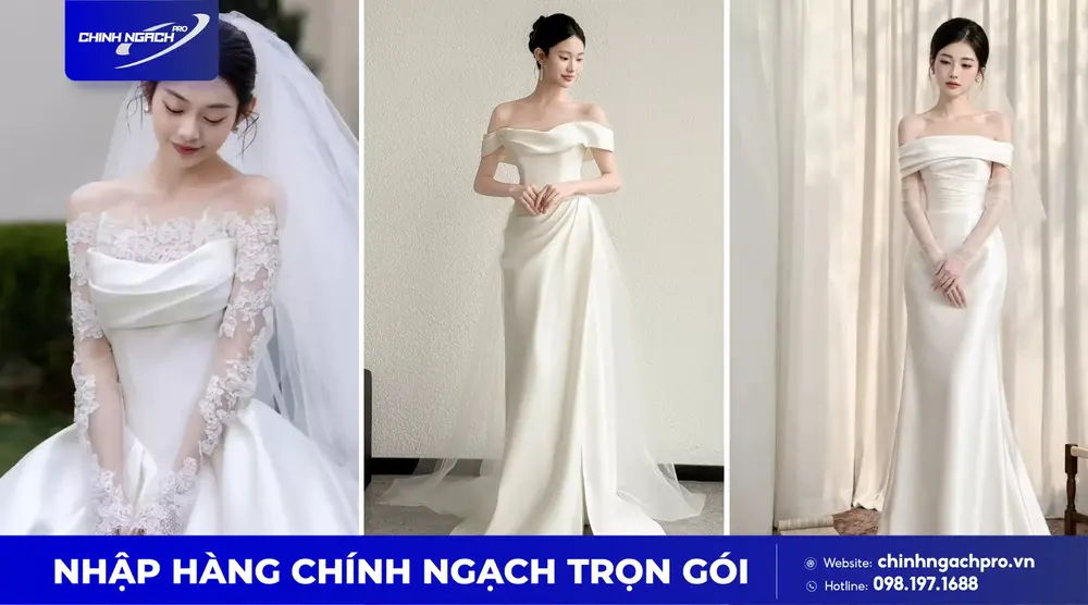 Váy cưới satin Trung Quốc tối giản