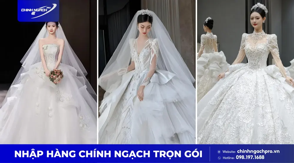 Váy cưới Trung Quốc bồng xòe công chúa