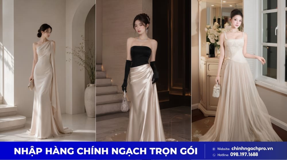 Váy dự tiệc dáng dài Trung Quốc