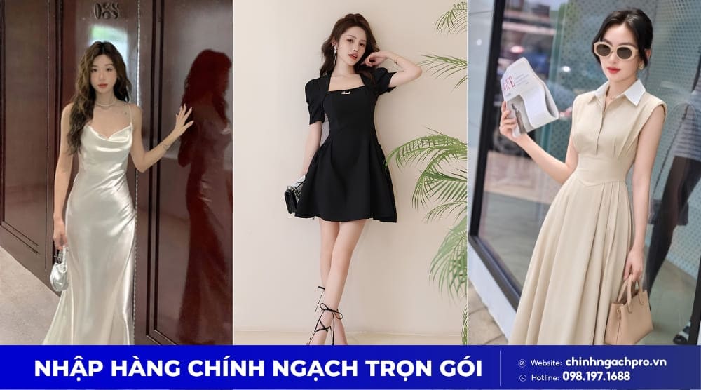Váy slip dress, váy chữ A và váy sơ mi Trung Quốc