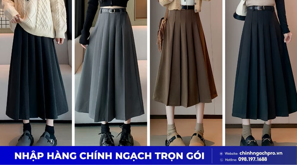 Váy xếp ly Trung Quốc