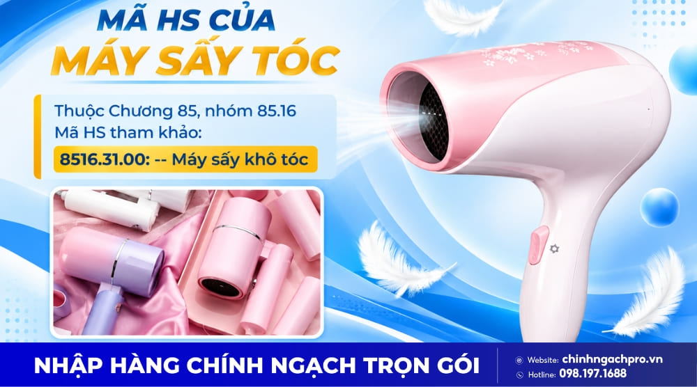 HS Code máy sấy tóc là 85163100