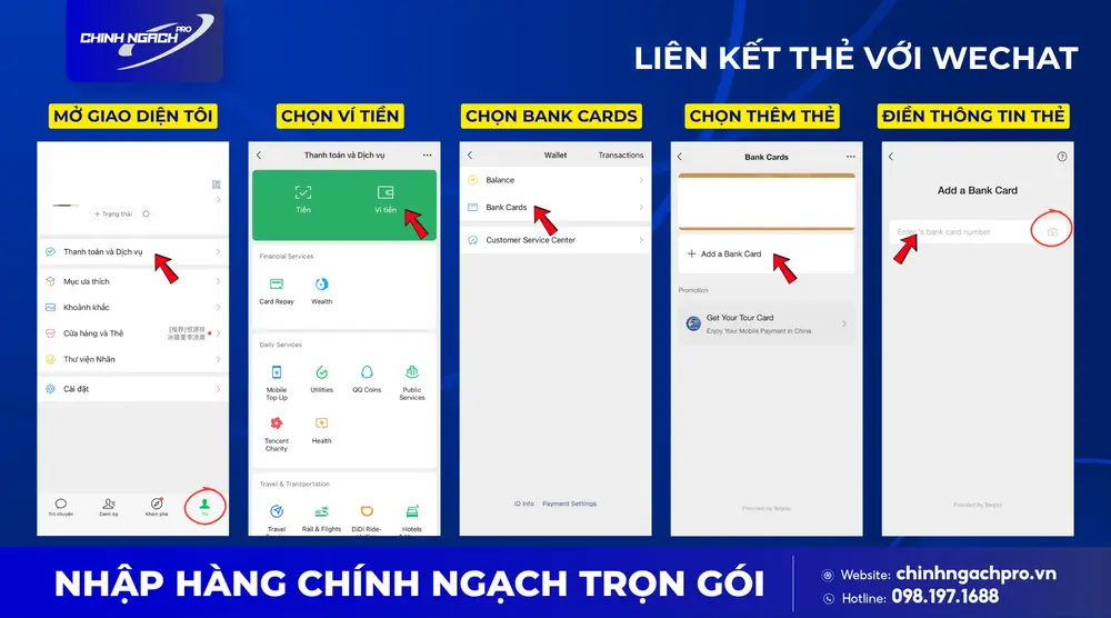 Liên kết thẻ ngân hàng với ví WeChat Pay