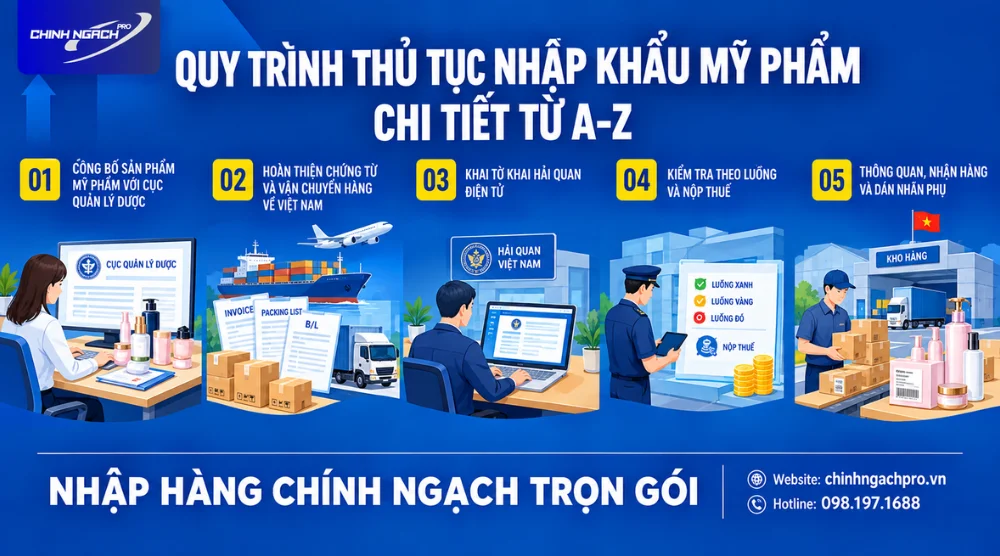 Quy trình nhập khẩu mỹ phẩm Trung Quốc chính ngạch