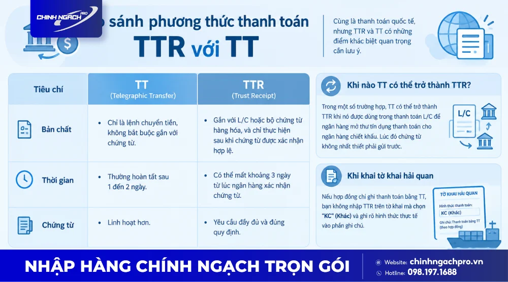 So sánh phương thức thanh toán TTR với TT